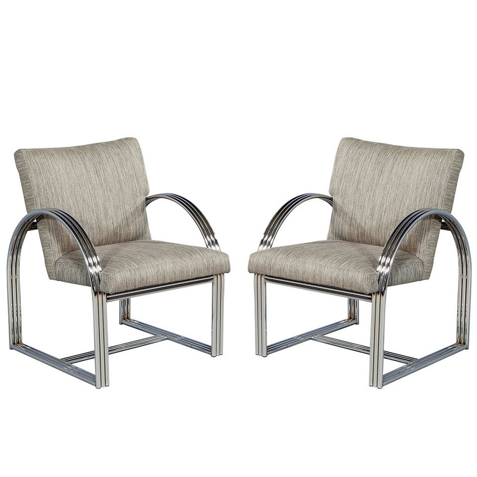 Pair of Vintage Chrome Frame Chairs