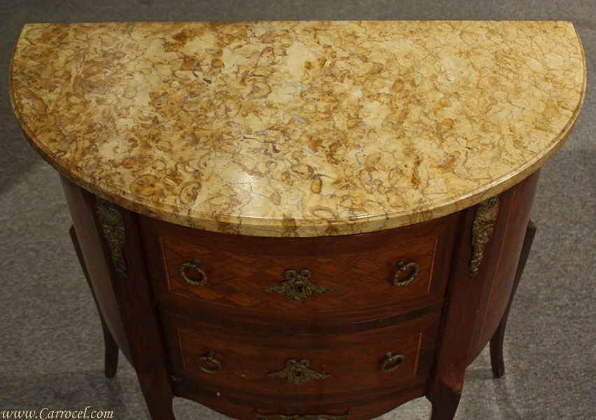 Antique Marble Top Louis XV Rosewood End Table Commode 2