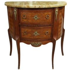 Antique Marble Top Louis XV Rosewood End Table Commode