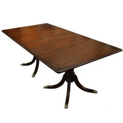 Custom Mahogany Dining Table With Duncan Phyfe Pedestal
