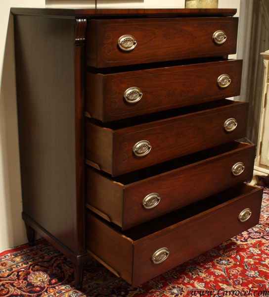 American Antique Mahogany Hepplewhite Bedroom Dresser High Boy