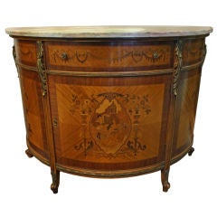 Antique Louis XV Marble Top Demi Lune Commode Buffet