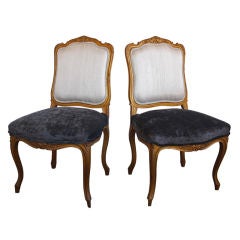 Pair of Vintage Louis XV Living Room Parlor Side Chairs