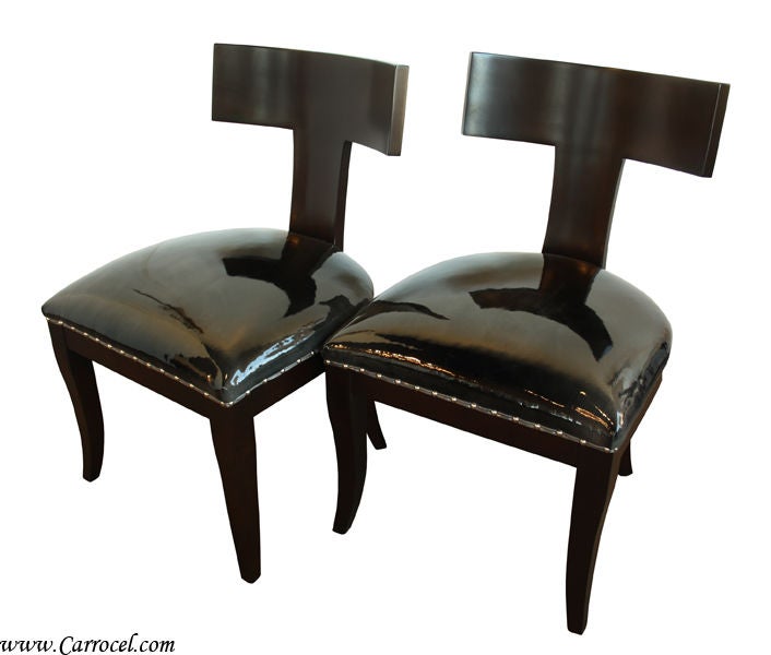 Pair of Custom Art Deco TBack Accent Side Chairs at 1stDibs
