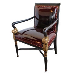 Vintage Neo-Classic Ebonized Gold Accented Arm Chair