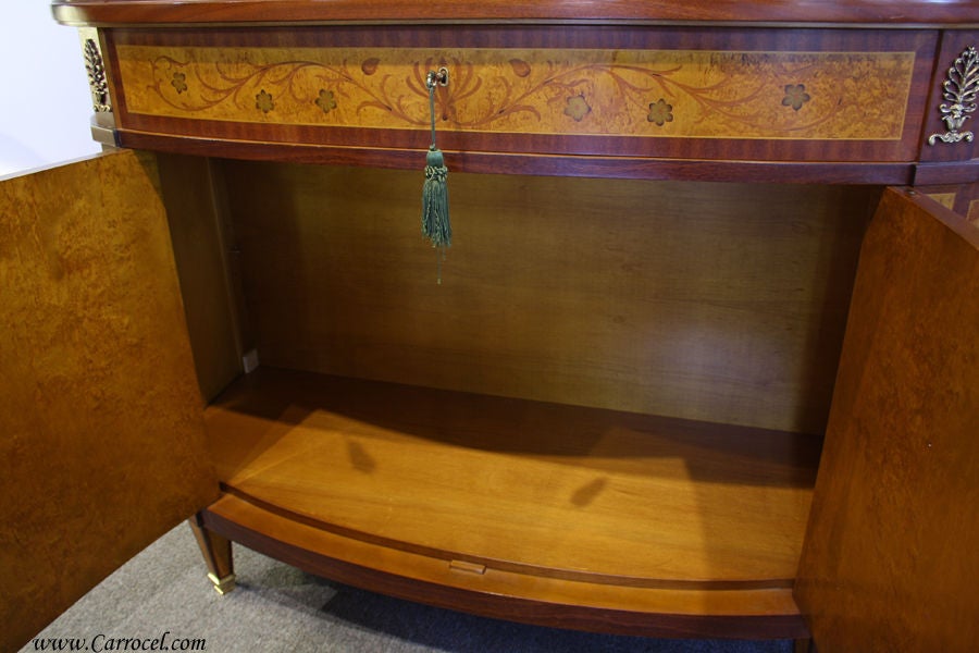 Mahogany and Satinwood Inlaid Demi-Lune Commode Cabinet