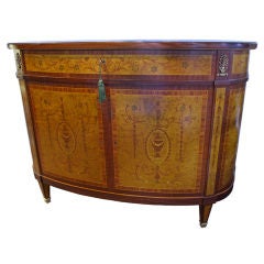 Mahogany and Satinwood Inlaid Demi-Lune Commode Cabinet