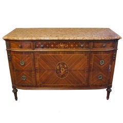 Antique Louis XVI Walnut Marble Top Commode Chest