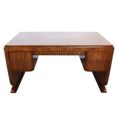 Antique Art Deco Ribbon Mahogany Writing Office Desk from France