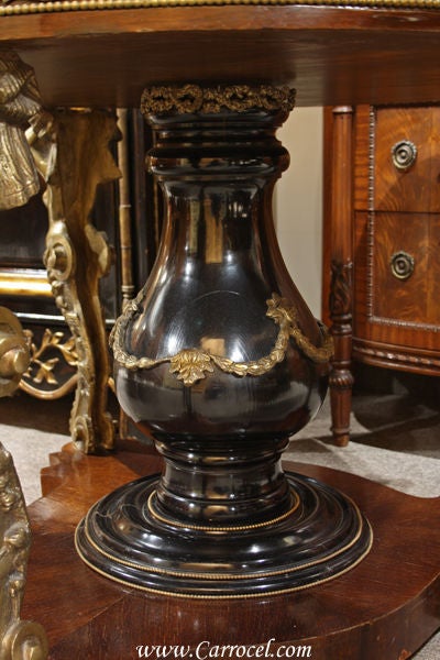 Louis XV Round Marble Top Hall Table with Brass Accents 1