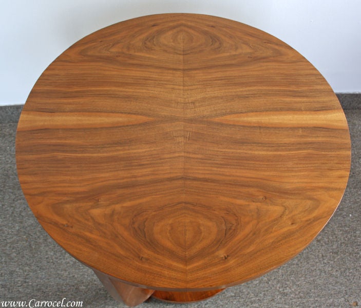 Antique Walnut Art Deco Round Parlor Sofa End Table