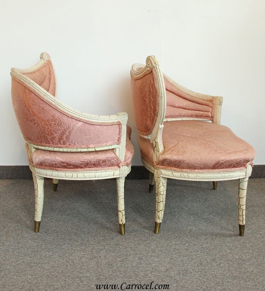 American Pair of Antique Hollywood Regency Accent Tub Chairs
