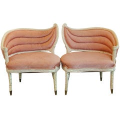 Pair of Antique Hollywood Regency Accent Tub Chairs