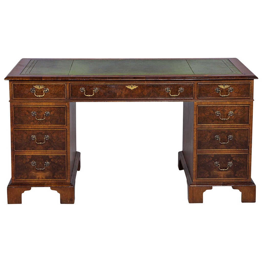 Vintage Inlaid Leather Desk