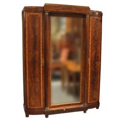 Antique Mahogany Empire Armoire Wardrobe France 1930s