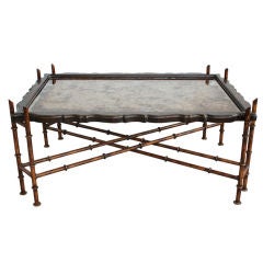 Vintage Gold Leafed Glass Top Coffee Cocktail Table