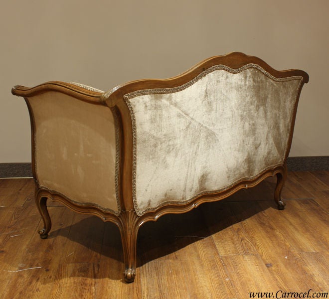 Antique Cherry Wood French Louis XV Loveseat Settee