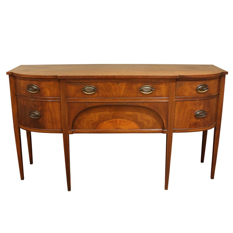 Antique Mahogany Federal Inlaid Sideboard Buffet