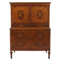 Antique Rosewood Adam Style Dresser Highboy Cabinet