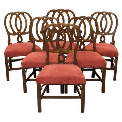 Set of 6 Antique Hepplewhite Mahogany Shieldback Dining Chairs