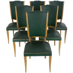 Set of 6 Antique French Art Deco Dining Chairs from France