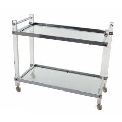 Vintage Art Deco Lucite Server Bar Cart Trolley