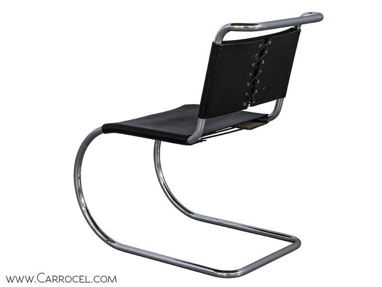 Pair of Italian Mid-Century Modern Chrome Accent Chairs 2