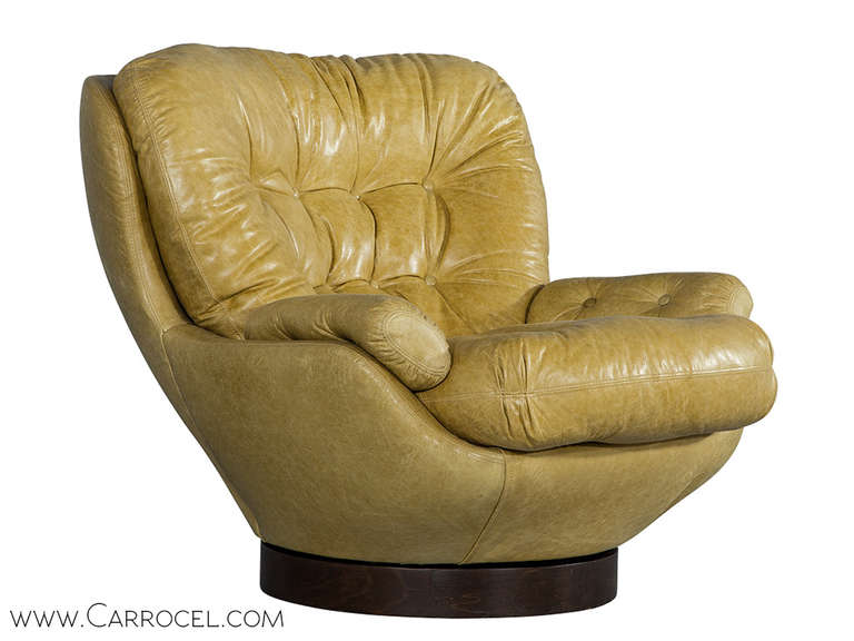 Mid-20th Century Vintage Glove Chair Distressed Italian Designer Leather, 1960s