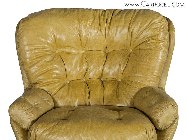 Vintage Glove Chair Distressed Italian Designer Leather, 1960s 2