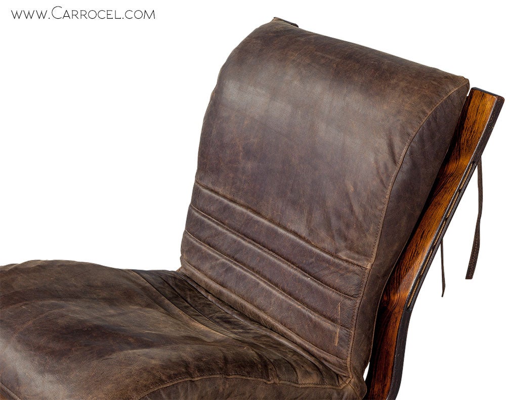 Mid-20th Century Rosewood and Leather Cantilever Lounge Chair