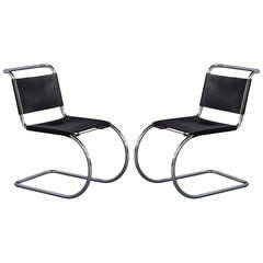 Pair of Italian Mid-Century Modern Chrome Accent Chairs