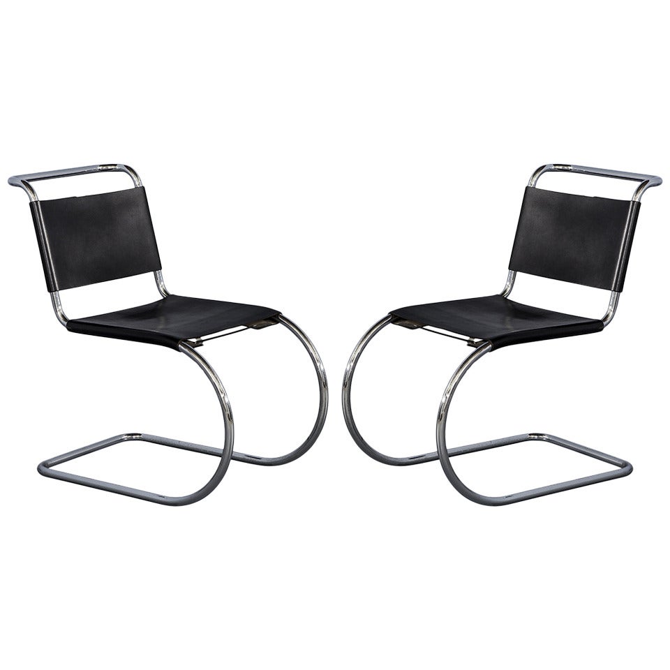 Pair of Italian Mid-Century Modern Chrome Accent Chairs