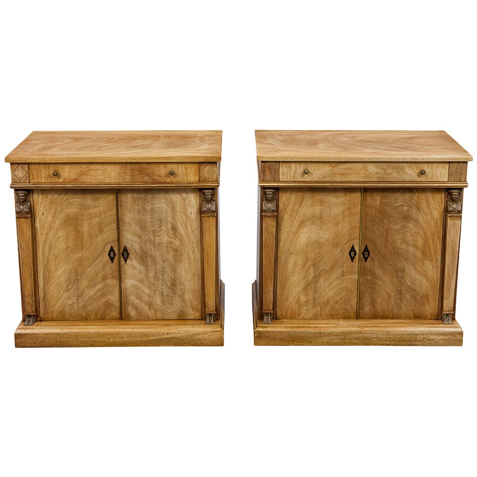 Pair of Vintage Bleached Mahogany Empire Style Chests, circa 1940