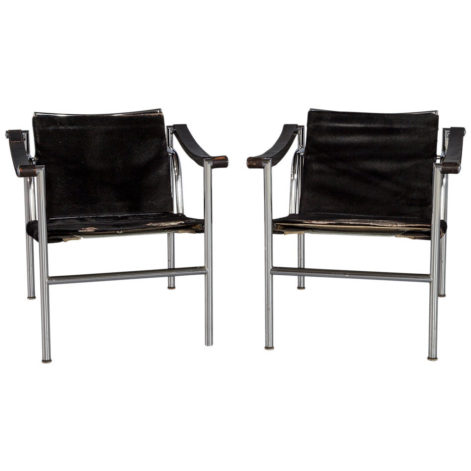 Pair of Le Corbusier LC1 Signed Armchairs Designed in 1929 for Cassina