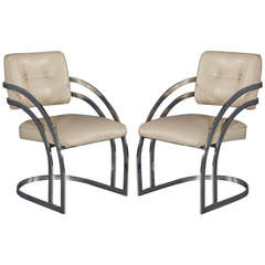 Pair of Milo Baughman Style Armchairs