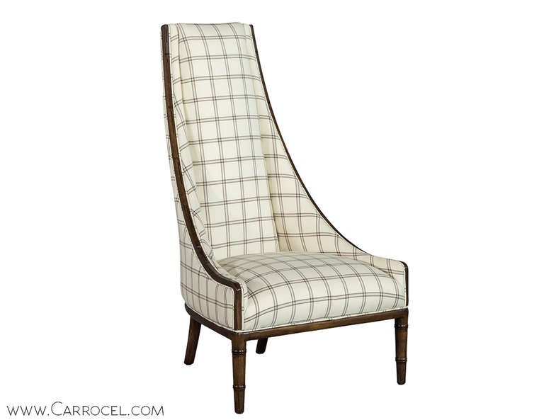 Vintage Mid-Century Modern high back lounge chair, restored by Carrocel.