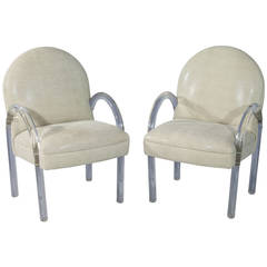 Pair of Waterfall Lucite Chairs