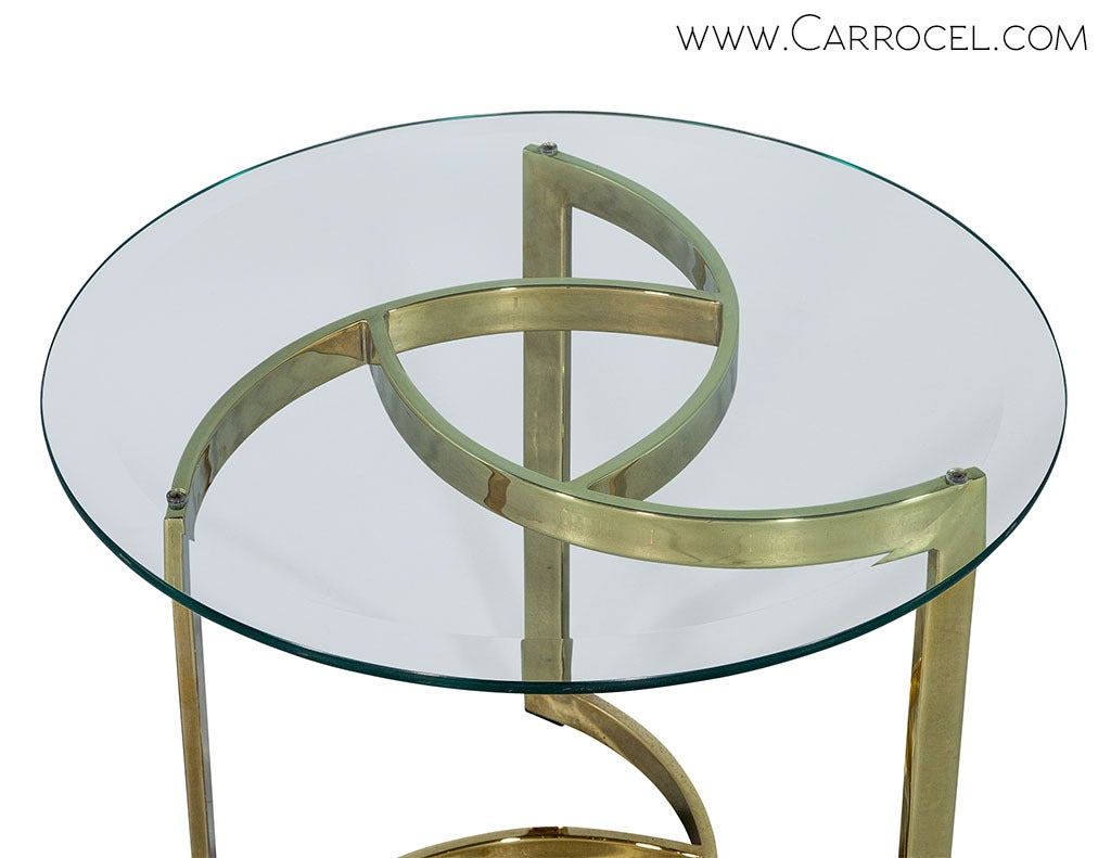 American Polished Brass Pinwheel End Table