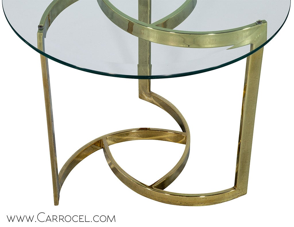 Polished Brass Pinwheel End Table In Excellent Condition In North York, ON