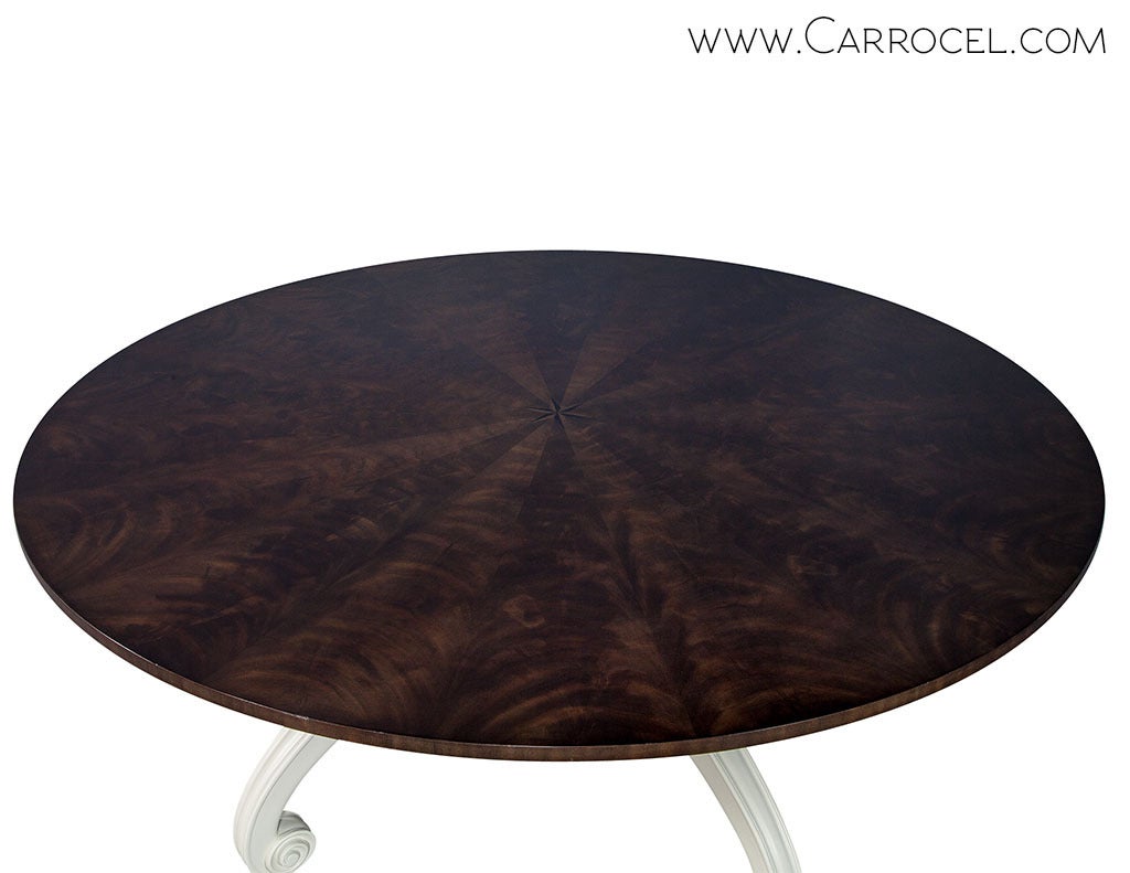 American Round Feathered Mahogany Starburst Dining Table