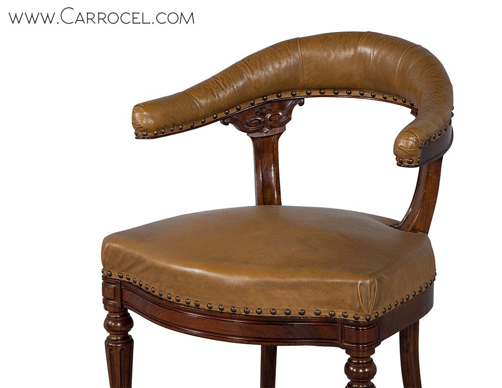 19th Century French Louis XVI Mahogany Desk Chair