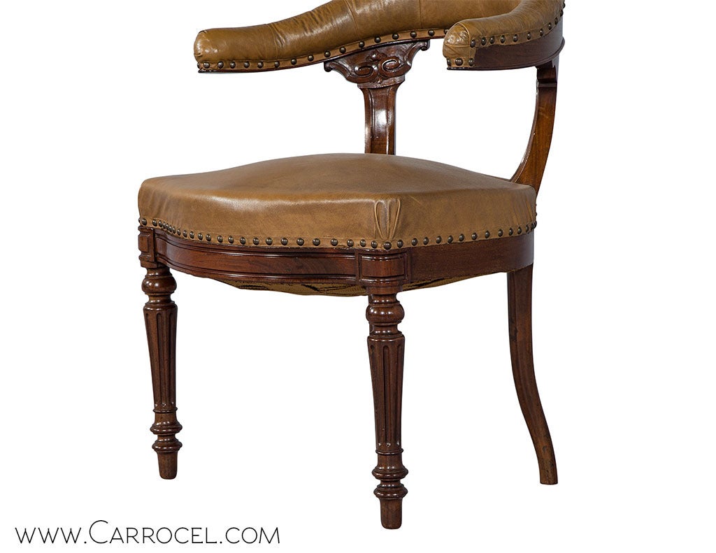 French Louis XVI Mahogany Desk Chair 2