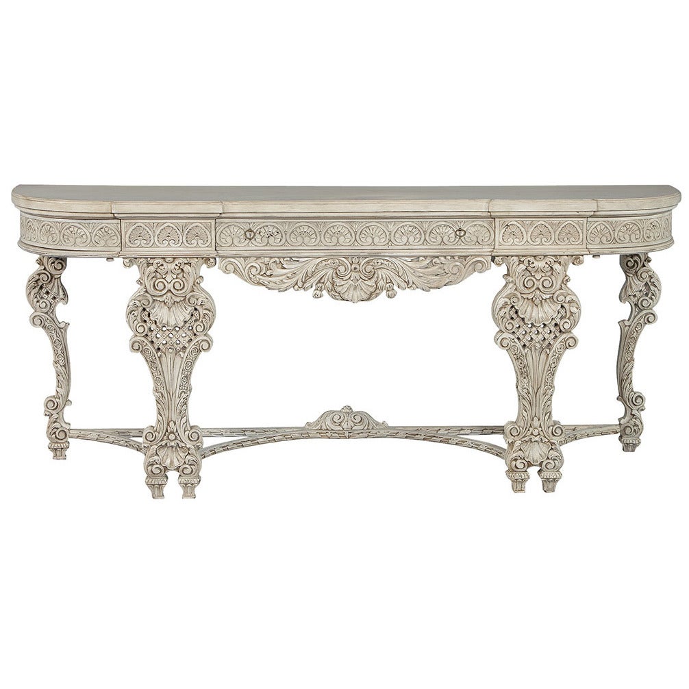 French Hand-Carved Louis XV Rococo Style Console