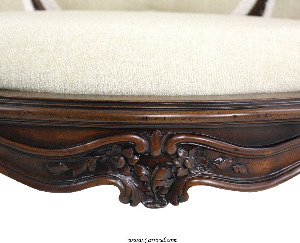 Mid-20th Century Antique French Louis XV Small Tub Upholstered Accent Chair