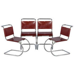Set of Four Cantilever Chairs in the Style of Ludwig Mies Van Der Rohe