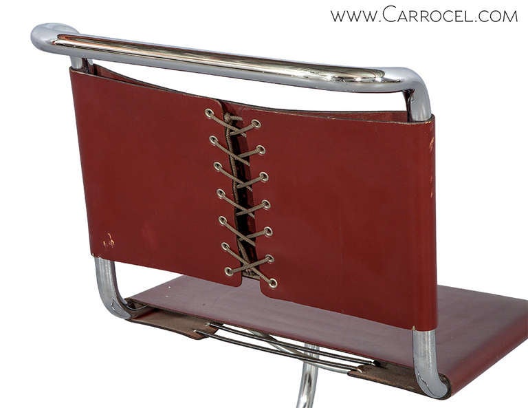 Chrome Set of Four Cantilever Chairs in the Style of Ludwig Mies Van Der Rohe