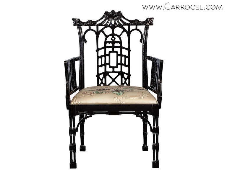 Set of Six Chinese Chippendale Chairs Restored by Carrocel In Excellent Condition In North York, ON