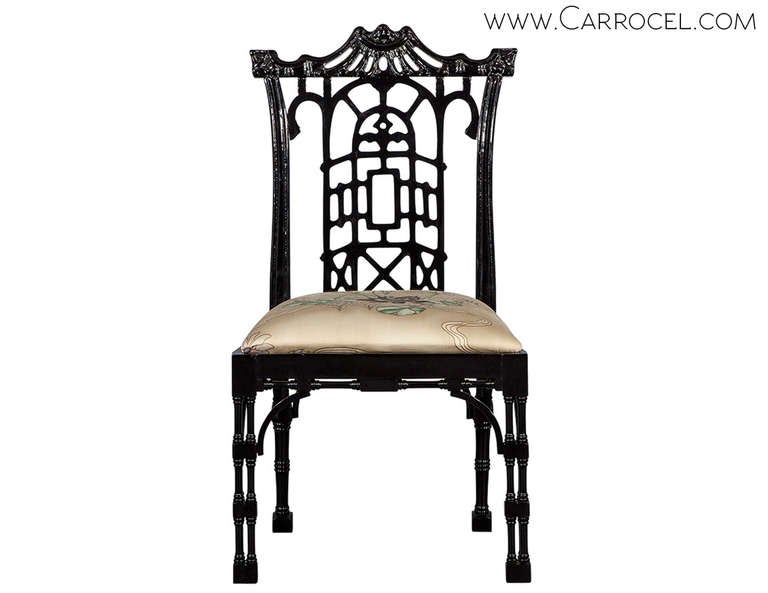 Mid-20th Century Set of Six Chinese Chippendale Chairs Restored by Carrocel