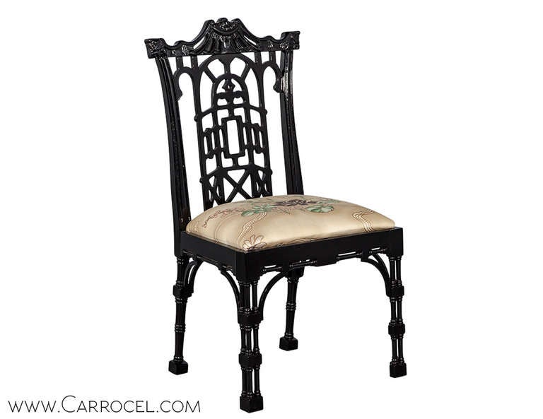 Set of Six Chinese Chippendale Chairs Restored by Carrocel 1