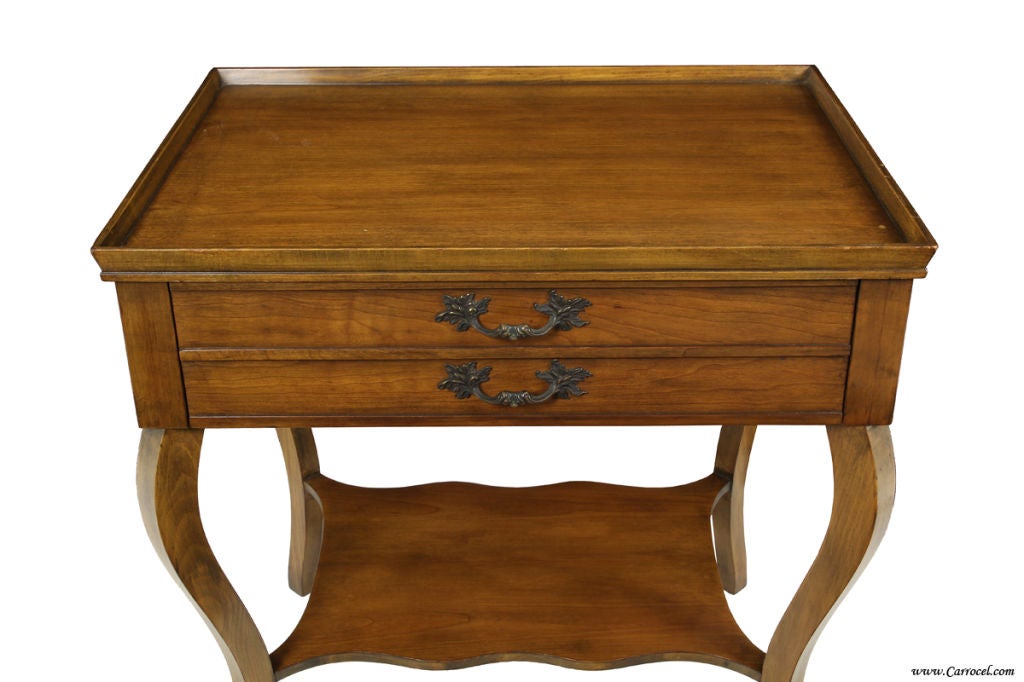 Pair of Cherry Wood French Country End Tables by Baker In Excellent Condition In North York, ON